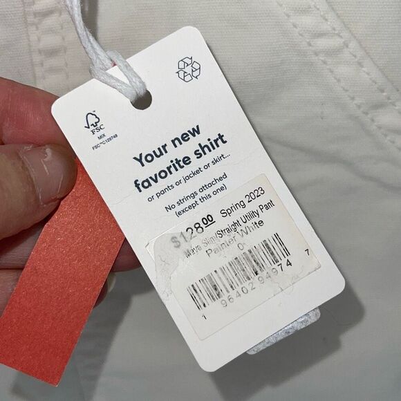 Marine Layer Maya Slim Straight Crop Leg Utility Pant Painter White Size 0 NWT - Picture 9 of 12